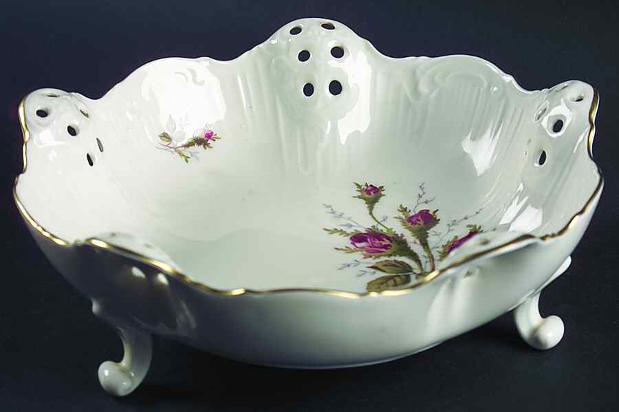 Moss Rose (Sans Souci, Ivory) Pierced 3 Toed Bon Bon by Rosenthal - Continental-1