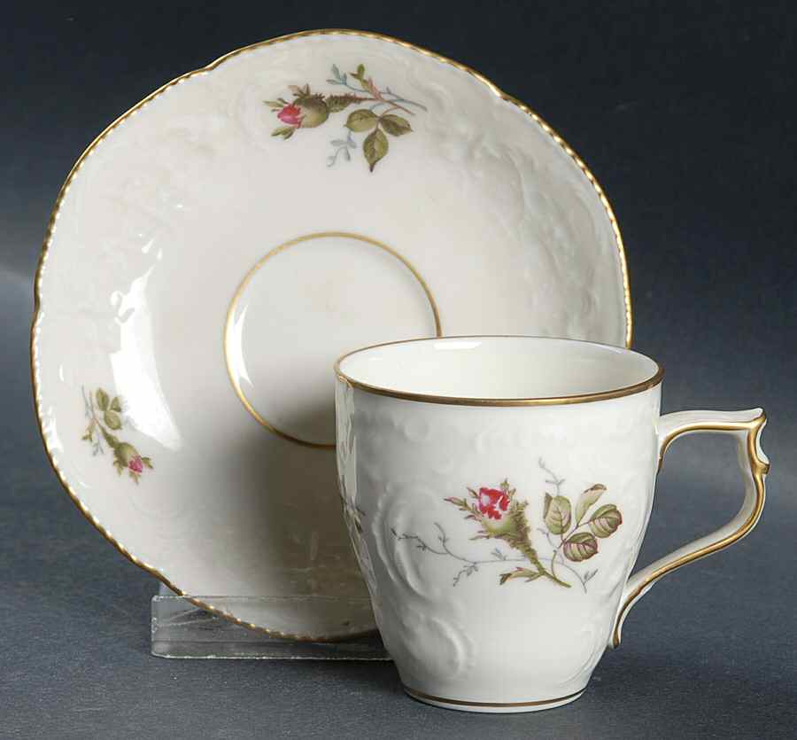 Moss Rose (Sans Souci, Ivory) Flat Demitasse Cup & Saucer Set by Rosenthal - Continental-1