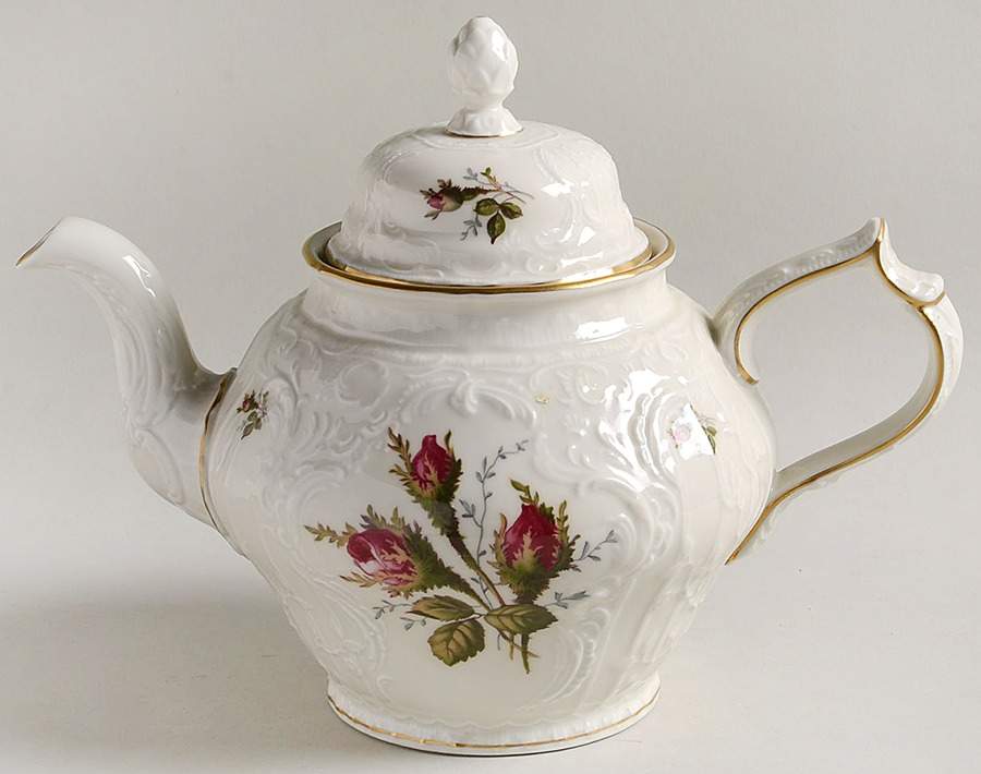 Moss Rose (Sans Souci, Ivory) Teapot & Lid by Rosenthal - Continental-1