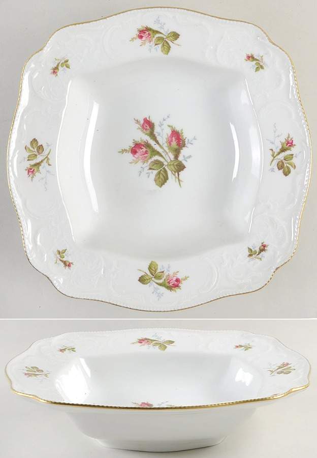 Moss Rose (Sans Souci, White) 11" Square Vegetable Bowl by Rosenthal - Continental-1