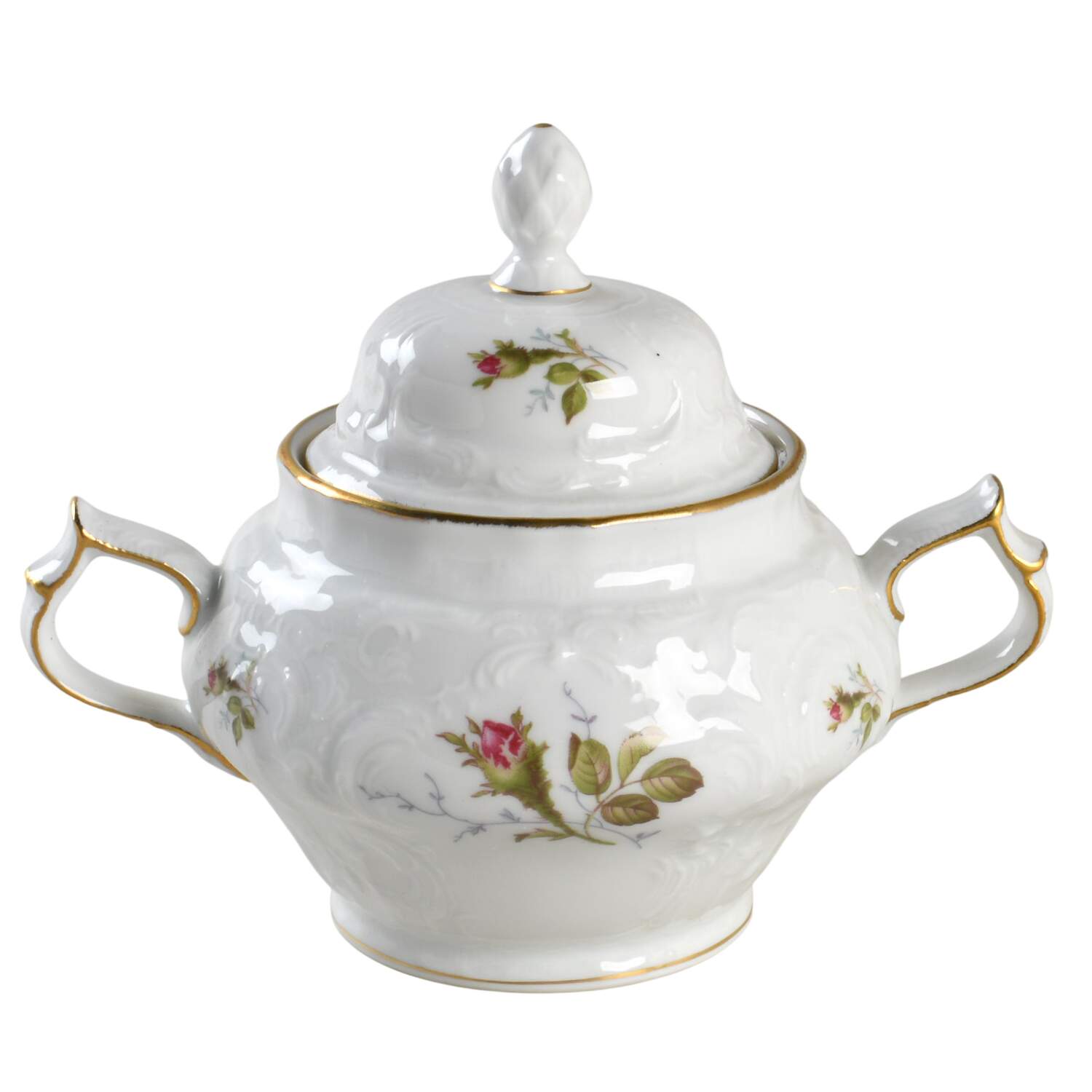 Moss Rose (Sans Souci, White) Sugar Bowl & Lid by Rosenthal - Continental-1