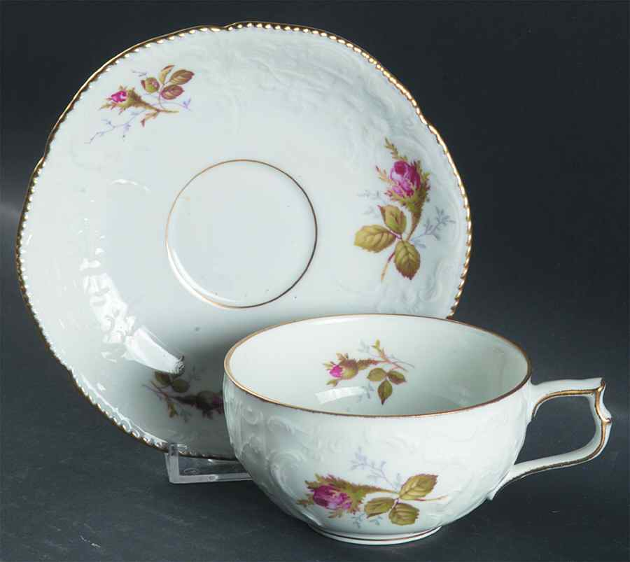 Moss Rose (Sans Souci, White) Flat Cup & Saucer Set by Rosenthal - Continental-1