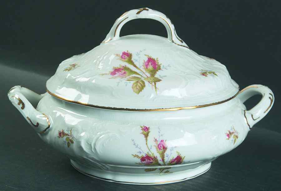 Moss Rose (Sans Souci, White) Round Covered Vegetable by Rosenthal - Continental-1