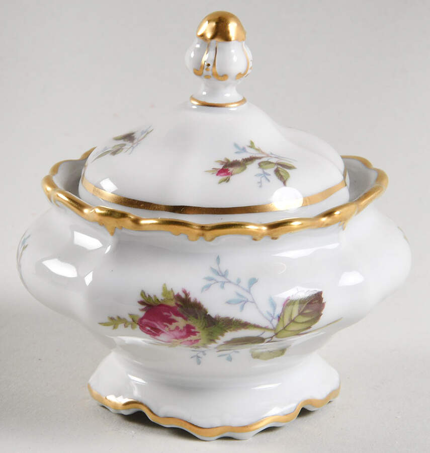 Moss Rose (Pompadour, White Body, Off Center) Mini Sugar Bowl & Lid by Rosenthal - Continental-1