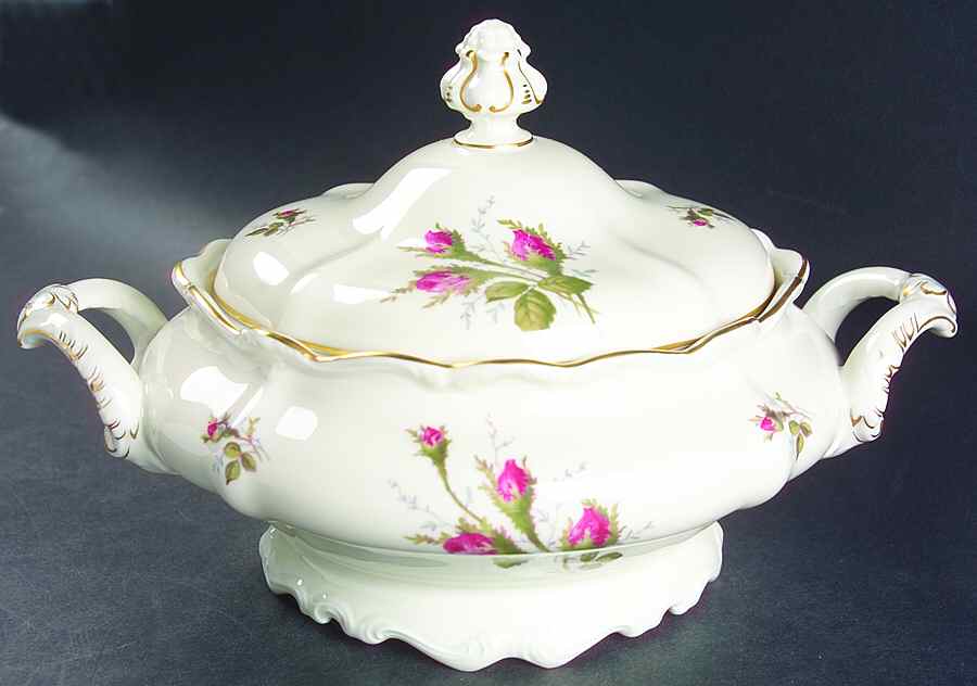 Moss Rose (Pompadour, White Body, Off Center) Round Covered Vegetable by Rosenthal - Continental-1