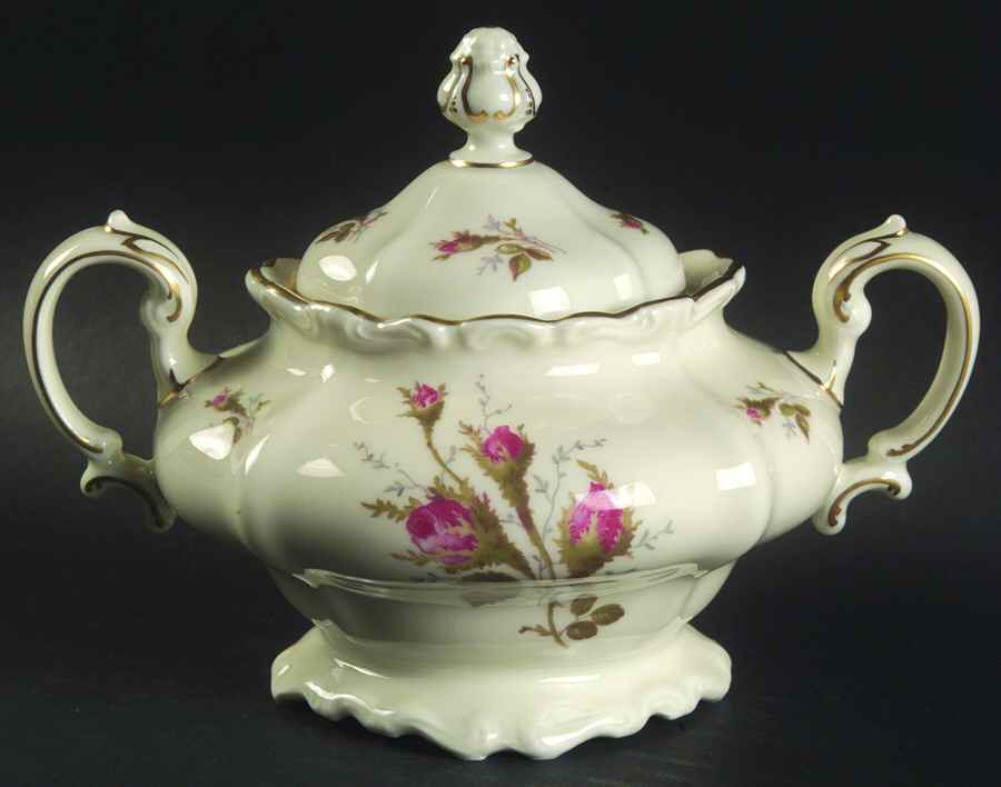 Moss Rose (Pompadour, White Body, Off Center) Sugar Bowl & Lid by Rosenthal - Continental-1