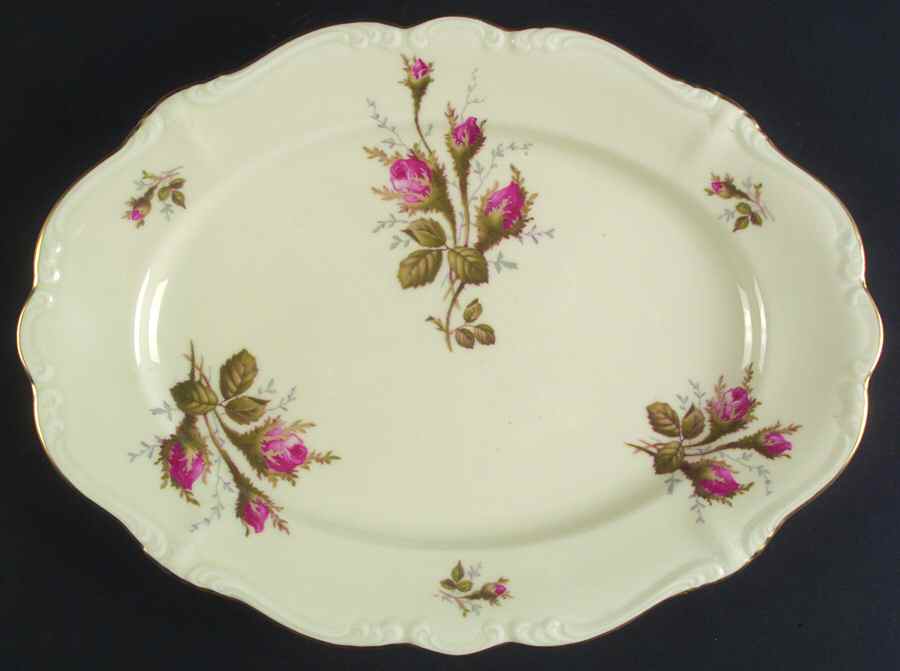 Moss Rose (Pompadour, White Body, Off Center) 12" Oval Serving Platter by Rosenthal - Continental-1