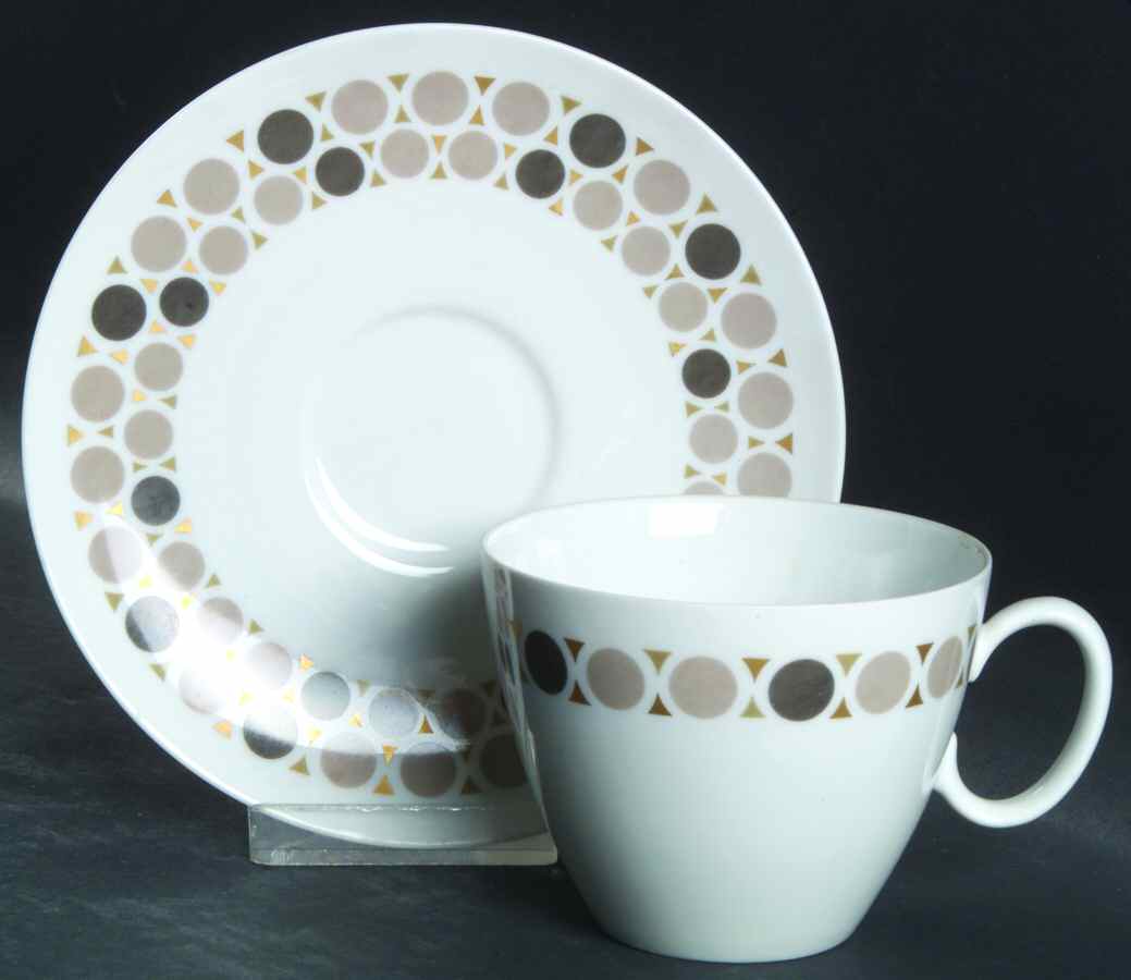 Mosaic (Black & Grey) Flat Cup & Saucer Set by Rosenthal - Continental-1
