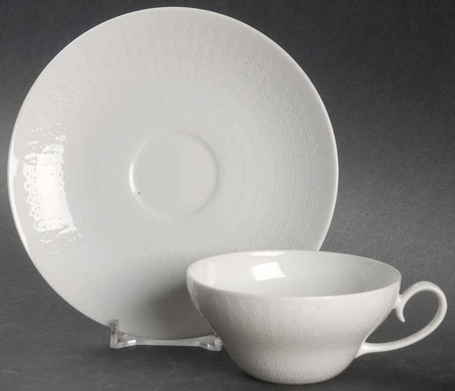 Romance (All White) Flat Cup & Saucer Set by Rosenthal - Continental-1