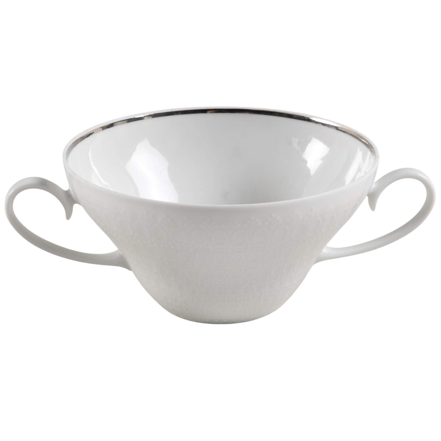 Motif Platinum Band Flat Cream Soup Bowl & Saucer Set by Rosenthal - Continental-1