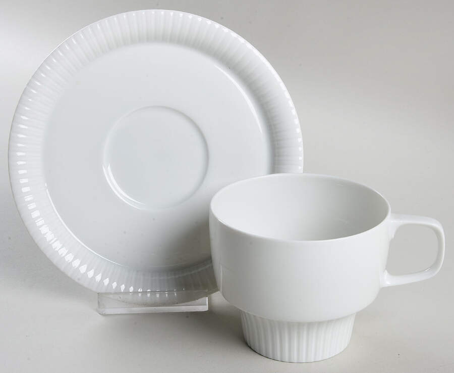 Modulation White Flat Cup & Saucer Set by Rosenthal - Continental-1