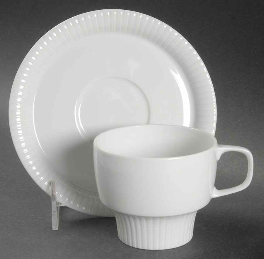 Modulation White Flat Cup & Saucer Set by Rosenthal - Continental-1
