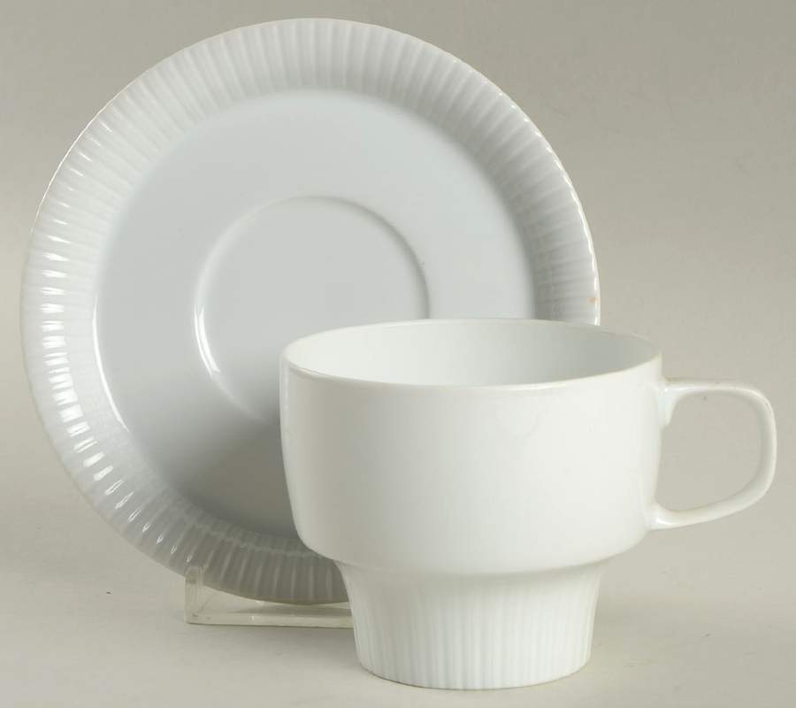 Modulation White Flat Cup & Saucer Set by Rosenthal - Continental-1