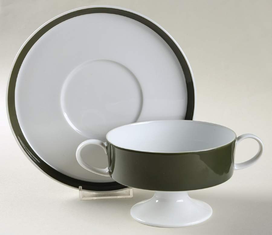 Olive Footed Cream Soup Bowl & Saucer Set by Rosenthal - Continental-1