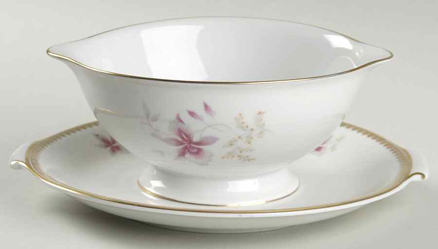 Orchid (Aida) Gravy Boat with Attached Underplate by Rosenthal - Continental-1