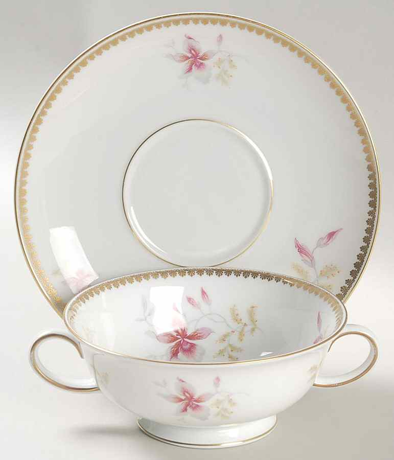 Orchid (Aida) Footed Cream Soup Bowl & Saucer Set by Rosenthal - Continental-1