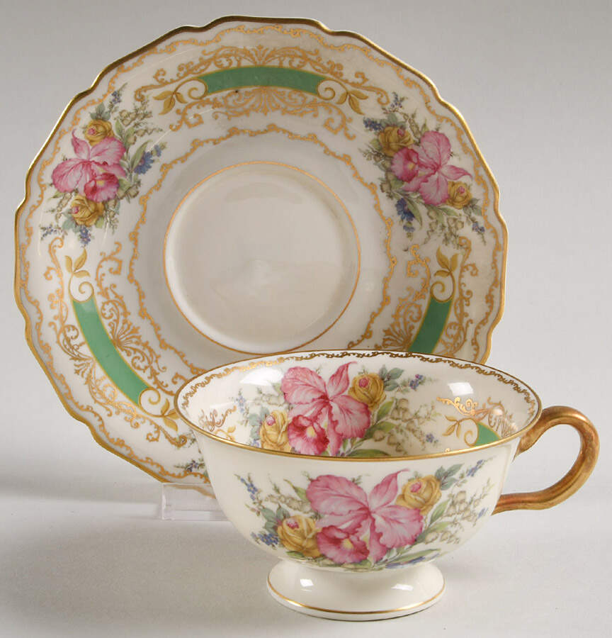 The Orchid (Ivory) Footed Cup & Saucer Set by Rosenthal - Continental-1