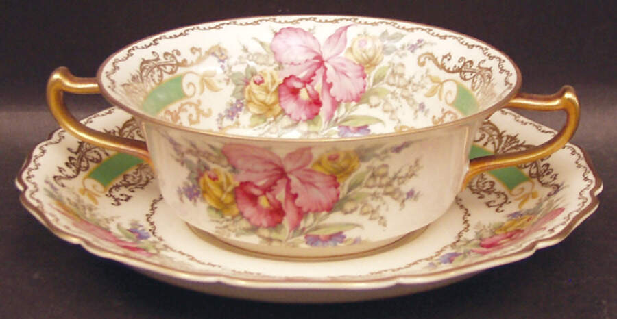 The Orchid (Ivory) Flat Cream Soup Bowl & Saucer Set by Rosenthal - Continental-1