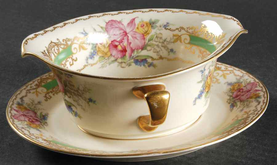 The Orchid (Ivory) Gravy Boat with Attached Underplate by Rosenthal - Continental-1