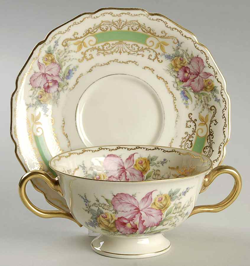The Orchid (Ivory) Footed Bouillon Cup & Saucer by Rosenthal - Continental-1