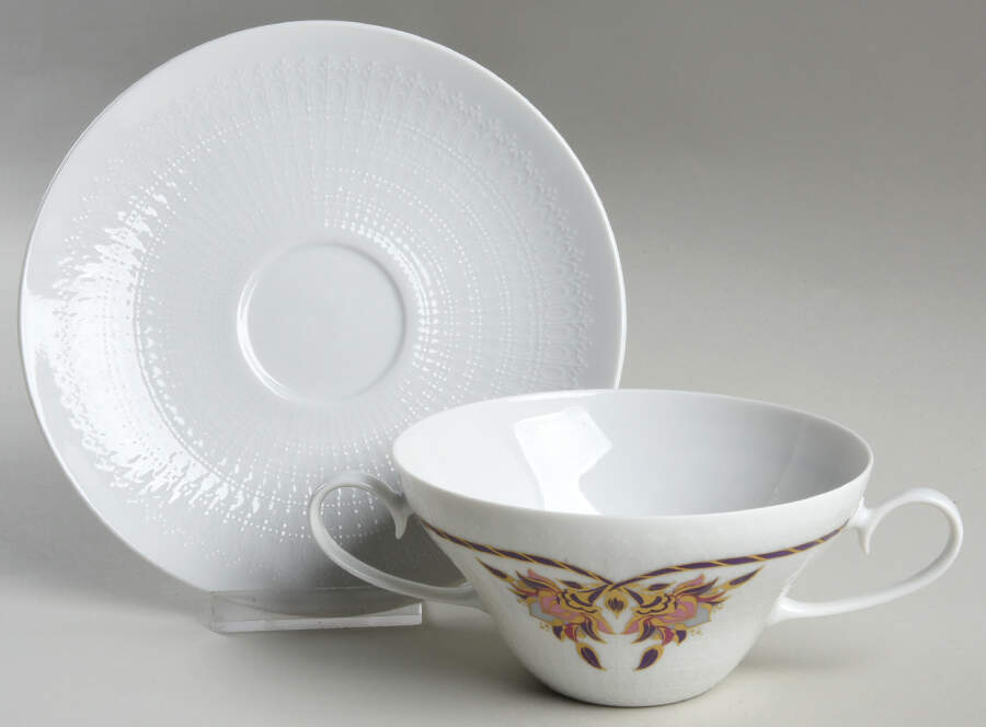 Orchid (Romance) Flat Cream Soup Bowl & Saucer Set by Rosenthal - Continental-1
