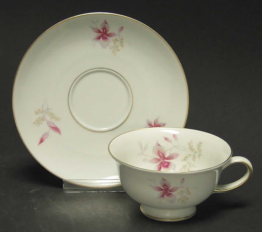 Orchid (Aida, White) Footed Cup & Saucer Set by Rosenthal - Continental-1