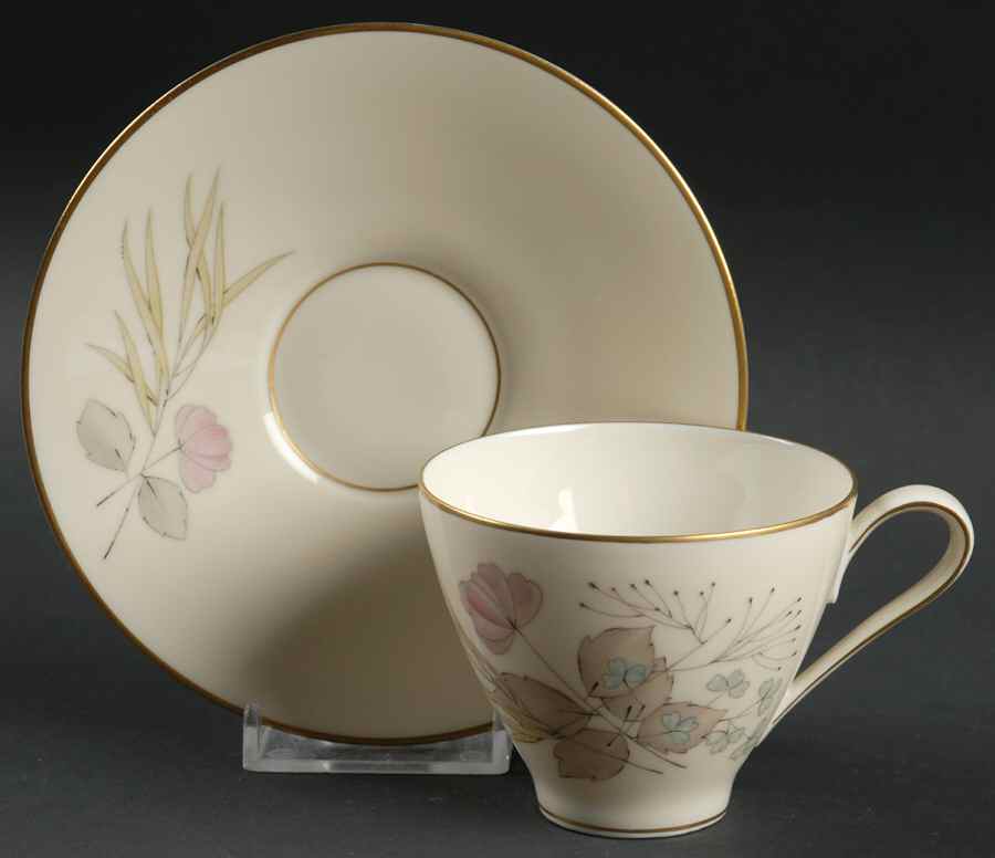Parisian Spring Ivory (Gold Trim) Flat Cup & Saucer Set by Rosenthal - Continental-1