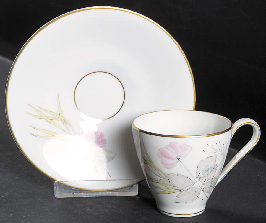 Parisian Spring White (Gold Trim) Flat Demitasse Cup & Saucer Set by Rosenthal - Continental-1