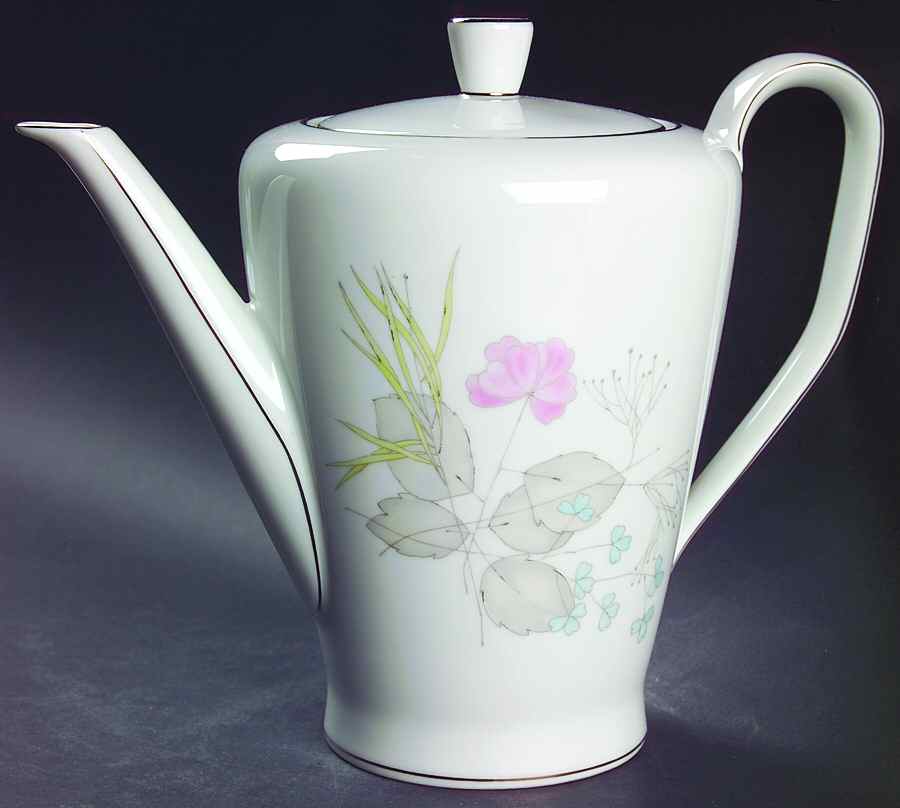Parisian Spring White (Platinum Trim) Coffee Pot & Lid by Rosenthal - Continental-1