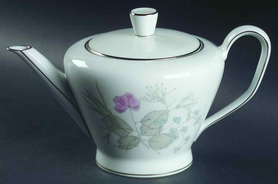 Parisian Spring White (Platinum Trim) Teapot & Lid by Rosenthal - Continental-1