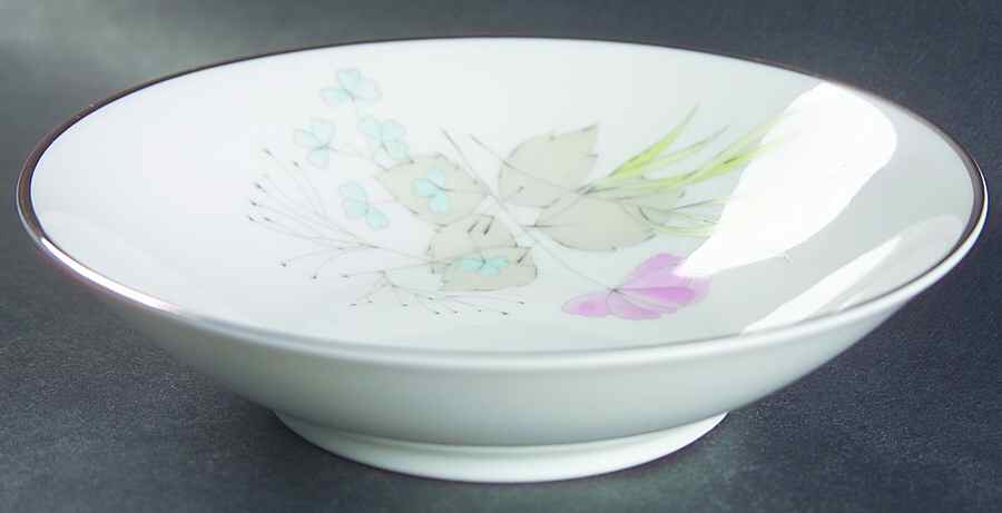 Parisian Spring White (Platinum Trim) Fruit/Dessert (Sauce) Bowl by Rosenthal - Continental-1