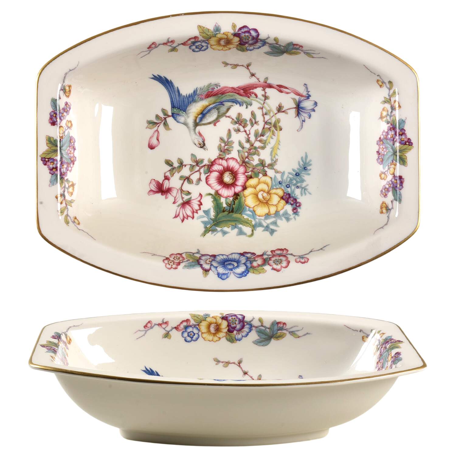 Phoenix (U.S. Zone, Gold Trim & Verge) 10" Oval Vegetable Bowl by Rosenthal - Continental-1