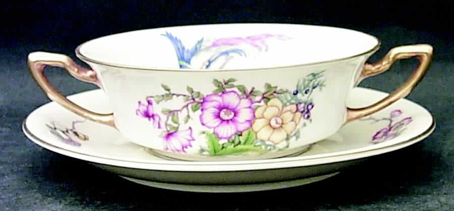 Phoenix (U.S. Zone, Gold Trim & Verge) Flat Cream Soup Bowl & Saucer Set by Rosenthal - Continental-1