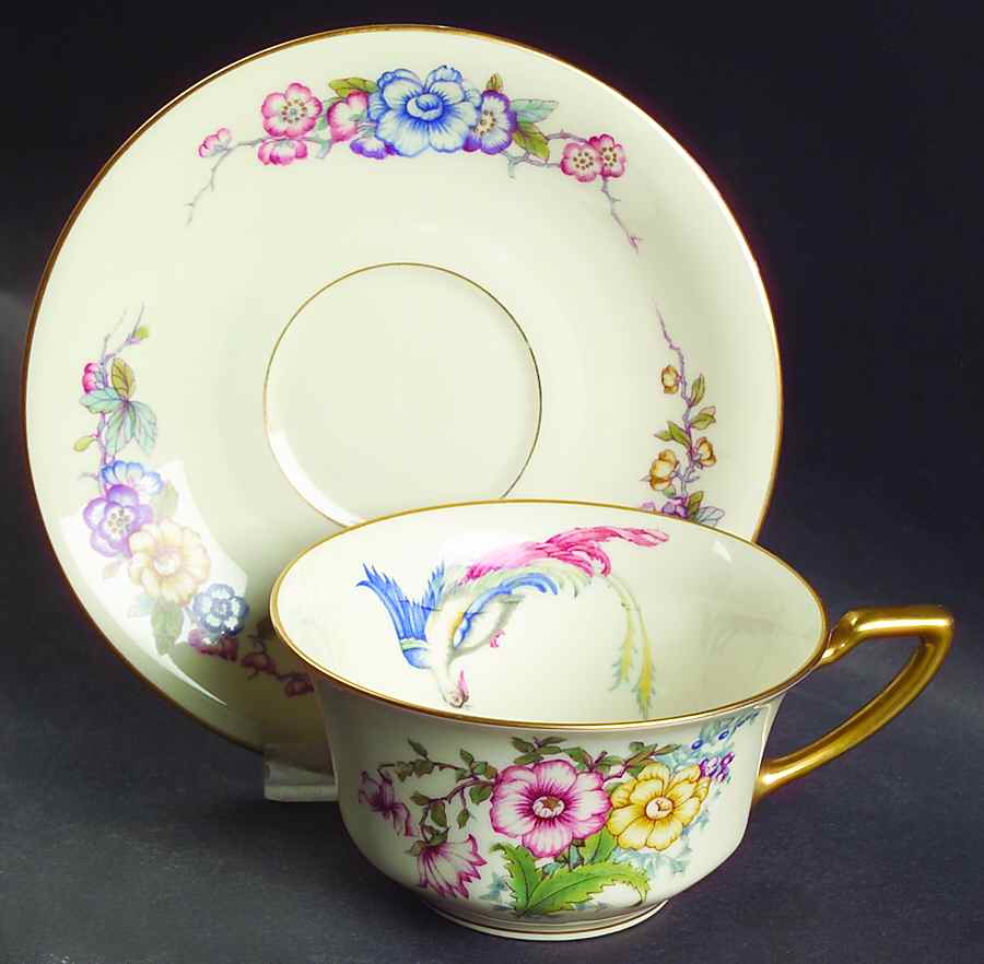 Phoenix (U.S. Zone, Gold Trim & Verge) Flat Cup & Saucer Set by Rosenthal - Continental-1