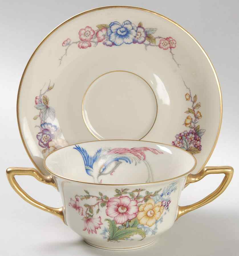 Phoenix (U.S. Zone, Gold Trim & Verge) Flat Bouillon Cup & Saucer by Rosenthal - Continental-1
