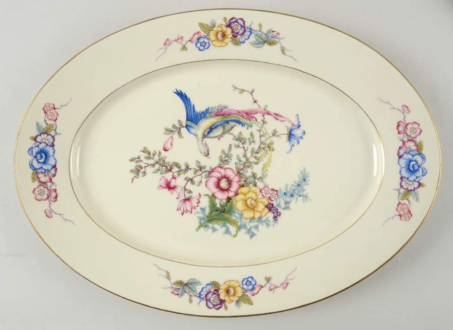 Phoenix (U.S. Zone, Gold Trim & Verge) 15" Oval Serving Platter by Rosenthal - Continental-1