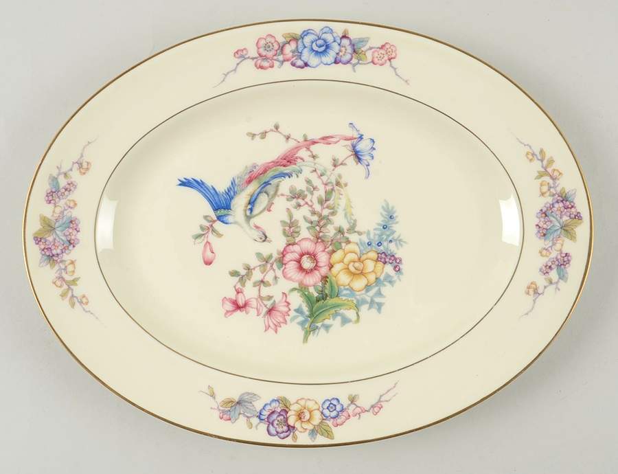 Phoenix (U.S. Zone, Gold Trim & Verge) 11" Oval Serving Platter by Rosenthal - Continental-1