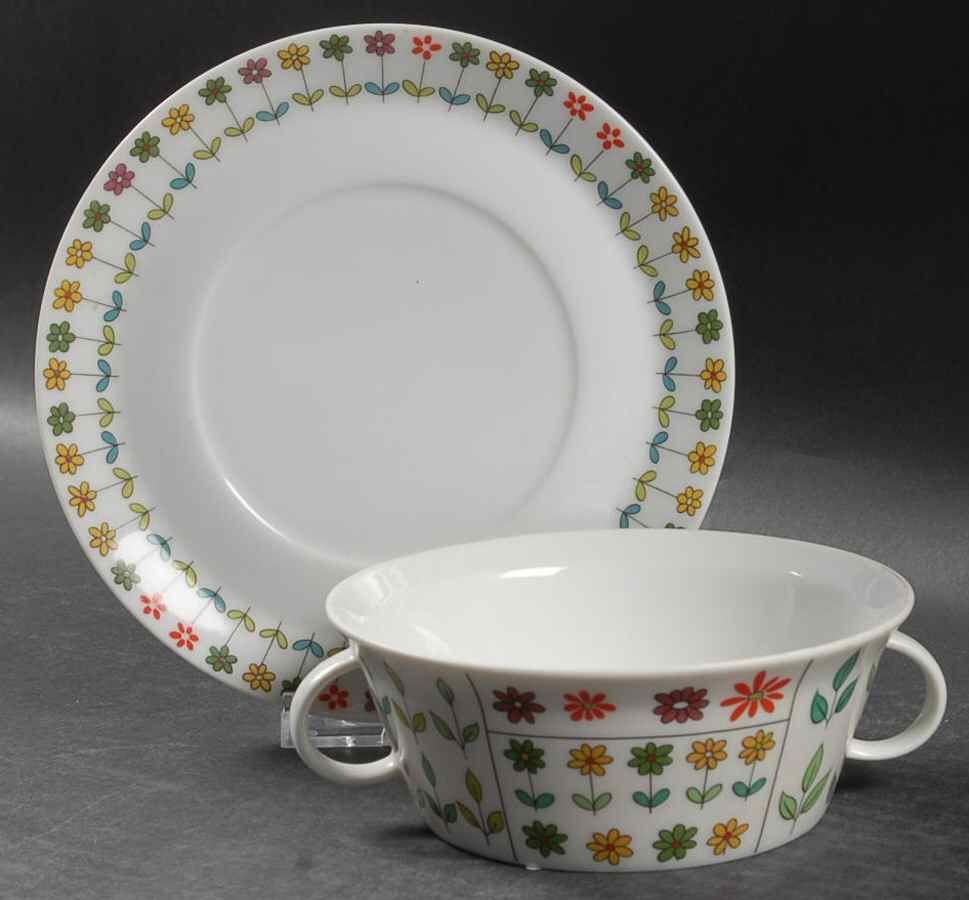 Piemonte Flat Cream Soup Bowl & Saucer Set by Rosenthal - Continental-1
