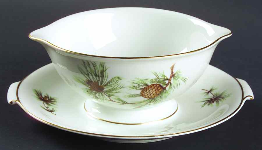 Pine Needles Round Gravy Boat/Attached Underplate by Rosenthal - Continental-1