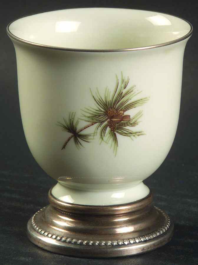 Pine Needles Egg Cup with Attach Sterling Underplate by Rosenthal - Continental-1