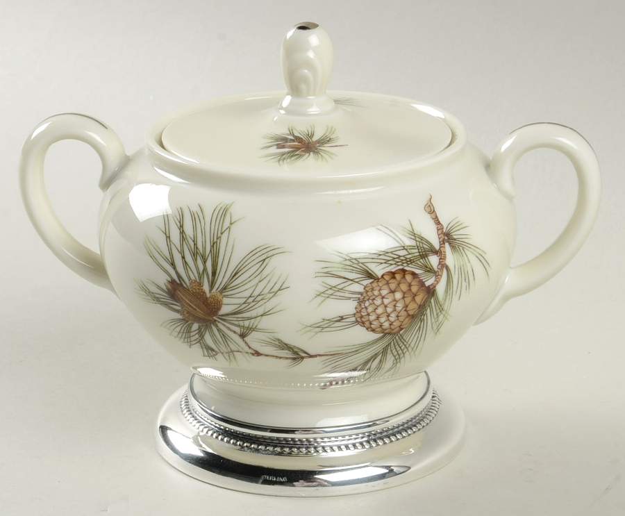 Pine Needles Sterling Base Sugar Bowl & Lid by Rosenthal - Continental-1