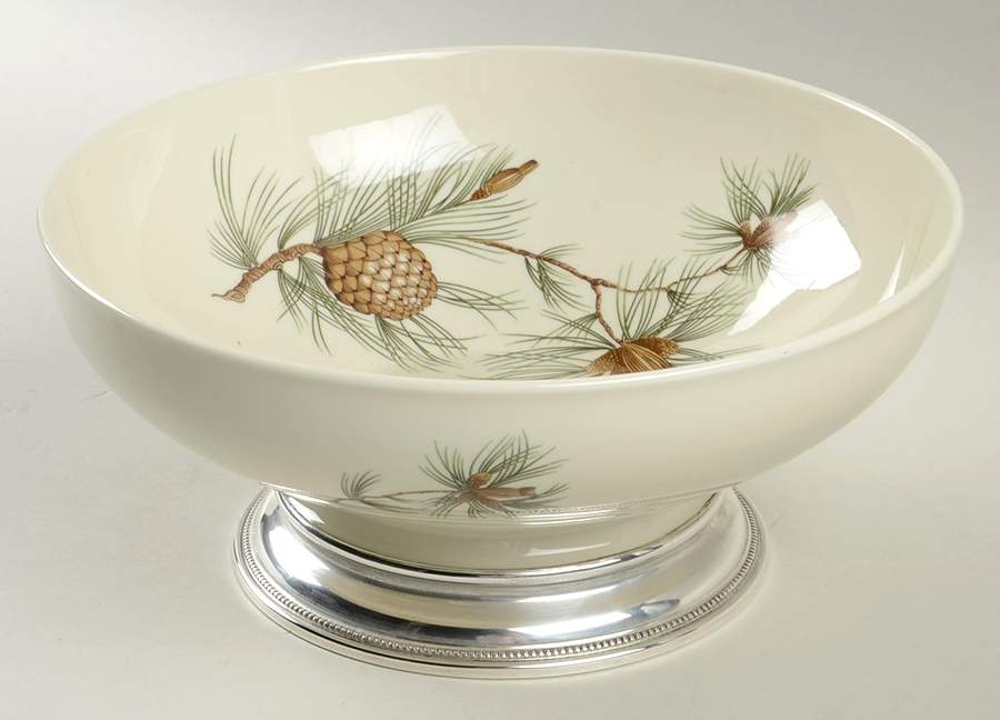 Pine Needles 9" Salad Serving Bowl with Sterling Base by Rosenthal - Continental-1
