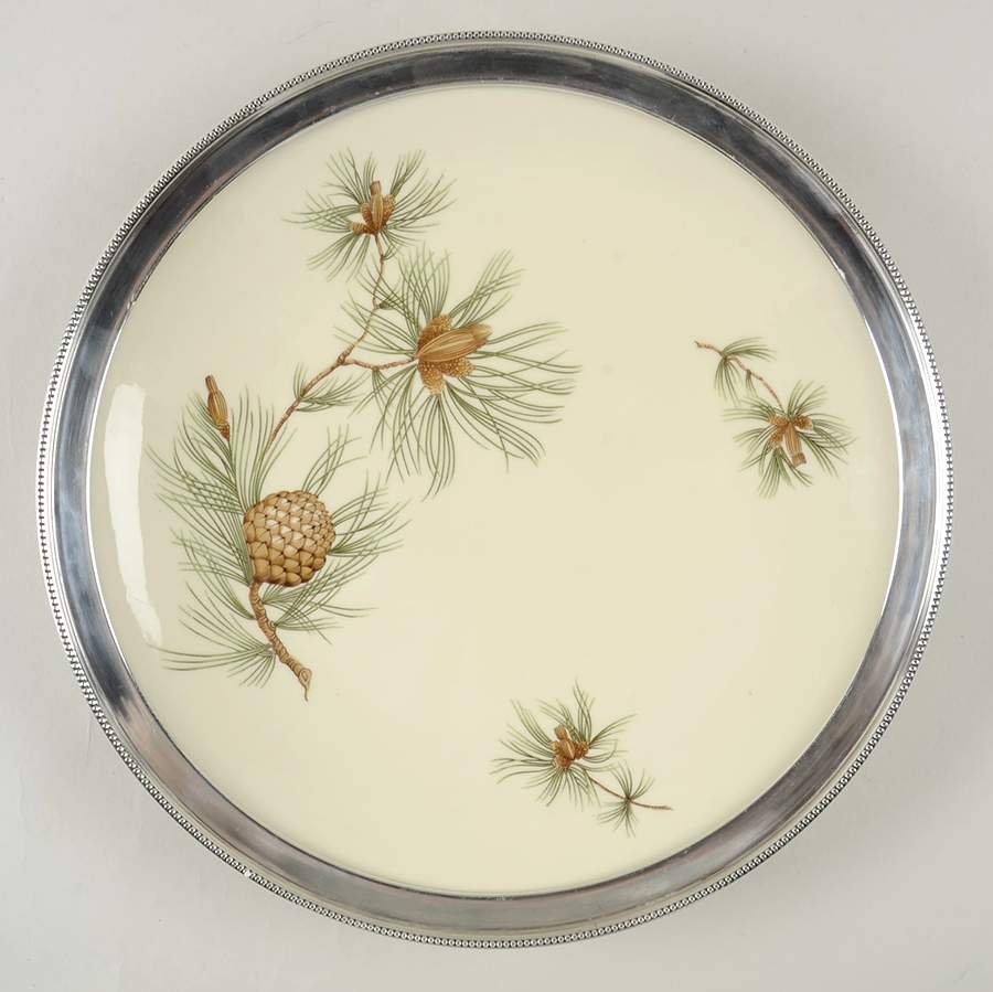 Pine Needles Sterling Rim Cake Plate by Rosenthal - Continental-1