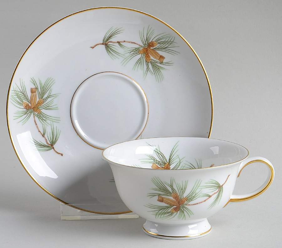 Pine Needles Footed Cup & Saucer Set by Rosenthal - Continental-1