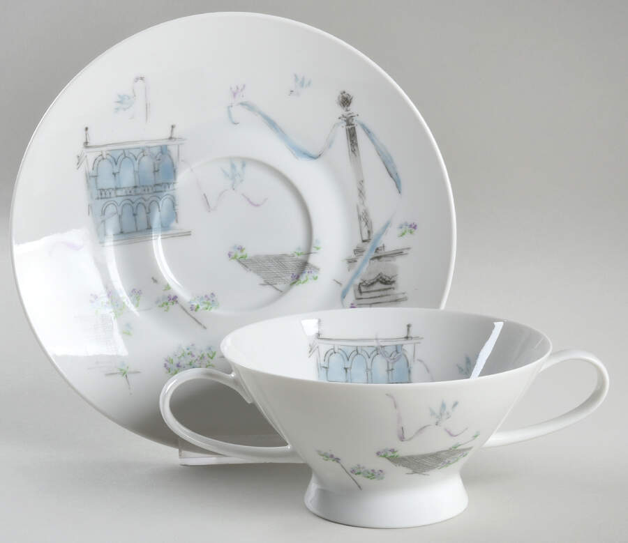 Plaza Footed Cream Soup Bowl & Saucer Set by Rosenthal - Continental-1