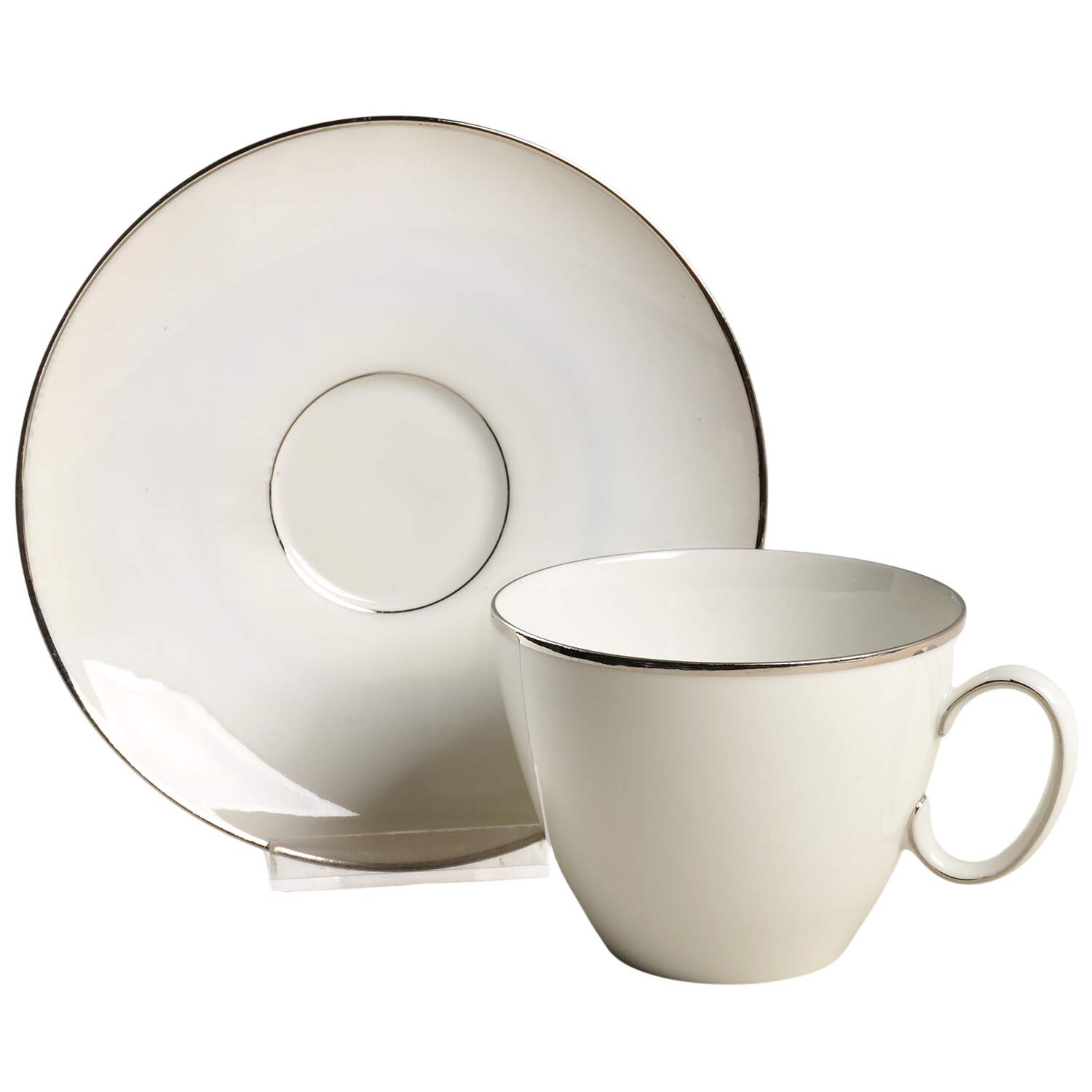 Platinum Band (Rhythm Shape) Flat Cup & Saucer Set by Rosenthal - Continental-1