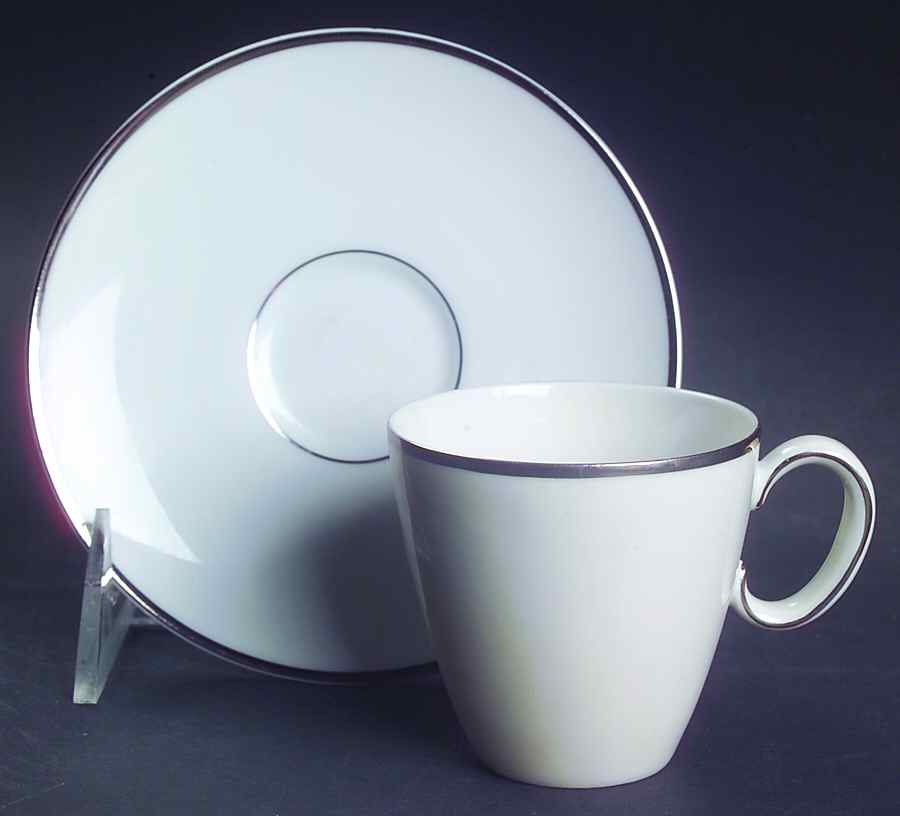 Platinum Band (Rhythm Shape) Flat Demitasse Cup & Saucer Set by Rosenthal - Continental-1