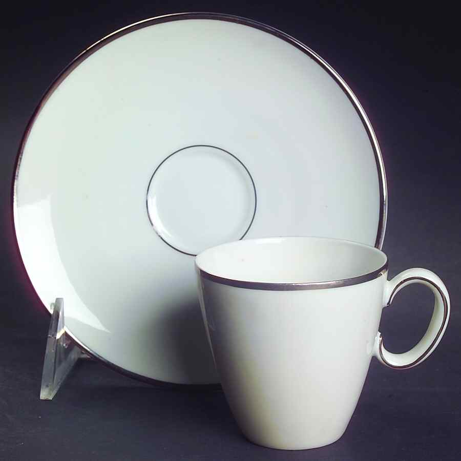 Platinum Band (Rhythm Shape) Flat Demitasse Cup & Saucer Set by Rosenthal - Continental-1