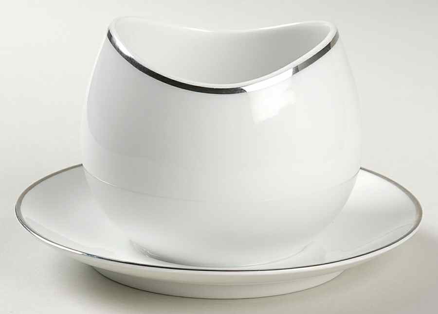 Platinum Band (Rhythm Shape) Coupe Soup Bowl w/Attached Underplate by Rosenthal - Continental-1