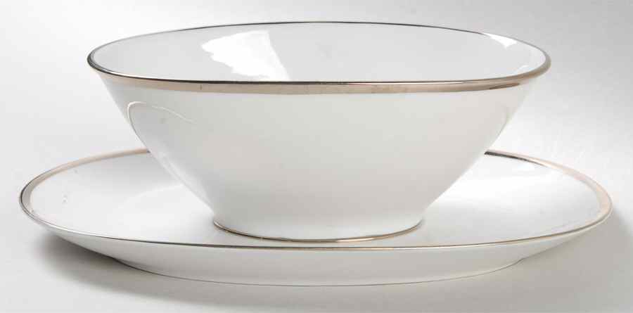 Platinum Band (Bettina Shape) Gravy Boat with Attached Underplate by Rosenthal - Continental-1
